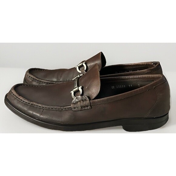 Salvatore Ferragamo Italy Gancini Bit Driving Loafers Brown Dress Shoes Mens 11 - Picture 1 of 13